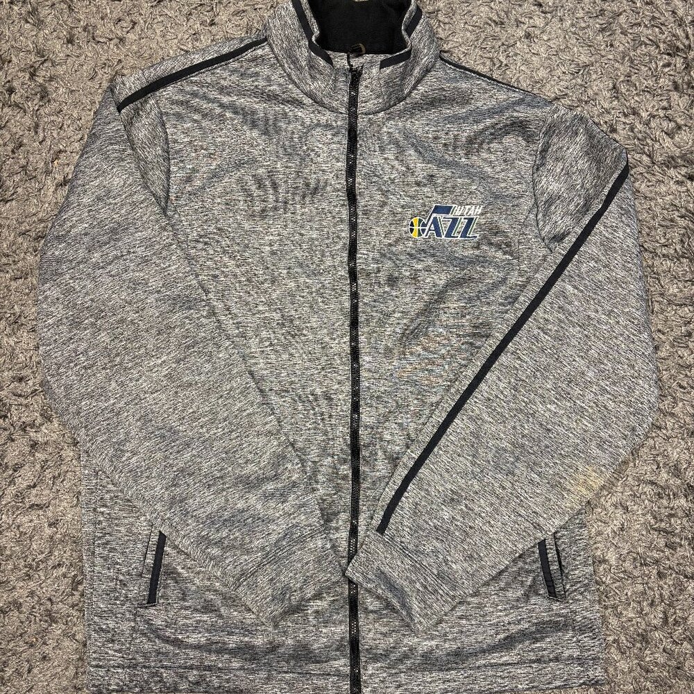 Utah Jazz NBA Full Zip Jacket Men’s Large Antigua Gray Light Weight Zip Pockets